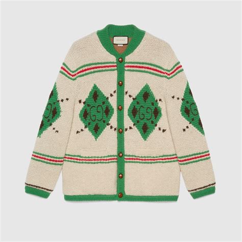 gucci alpaca wool jacquard cardigan|GUCCI Wool.